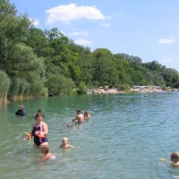 Der große Strand mit Blick über den See, Juli 2005